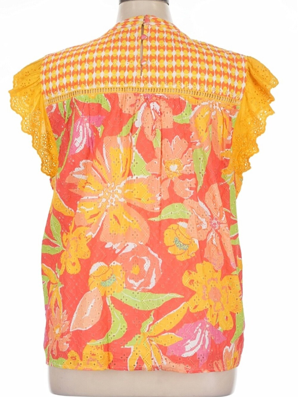 Verb By Pallavi Singhee Vibrant Floral Eyelet Flutter Sleeve Top | Size XL - Picture 5 of 8